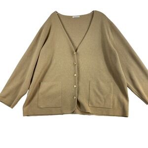 J. Crew Sweater Blazer Cardigan Women Sz 3X Beige Knit Cotton Merino Blend